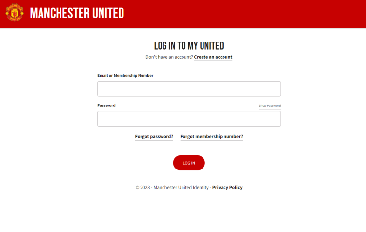 MUFC Official Box Office - Login or Register