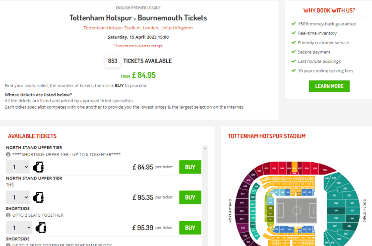 Live Spurs Ticket Page